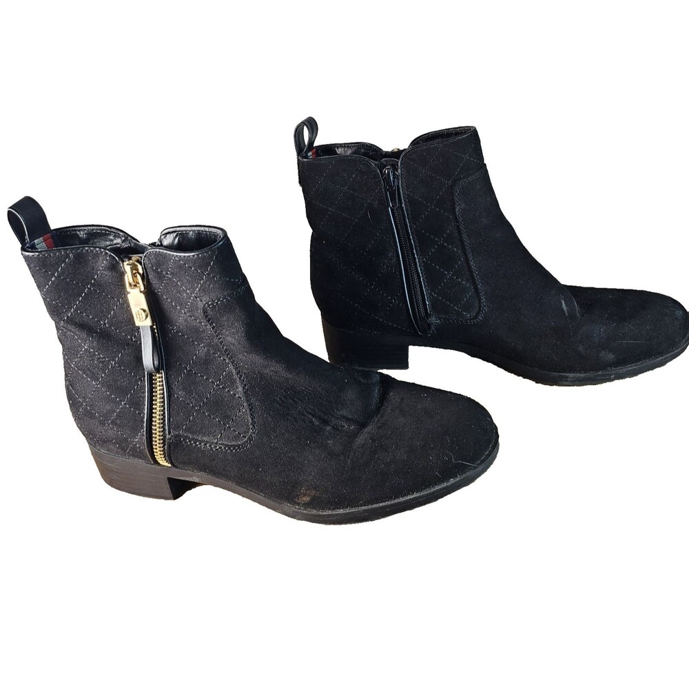Tommy Hilfiger Patron 2 Quilted Ankle Boots Booties Black Size 7.5 /8